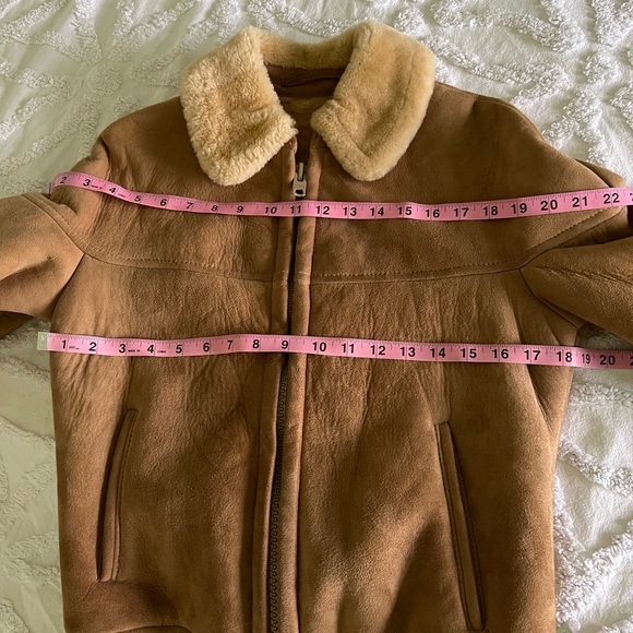 Sawyer of Napa Vintage Women's Suede Shearling Wool Bomber Made in USA Size 8 - Picture 14 of 16